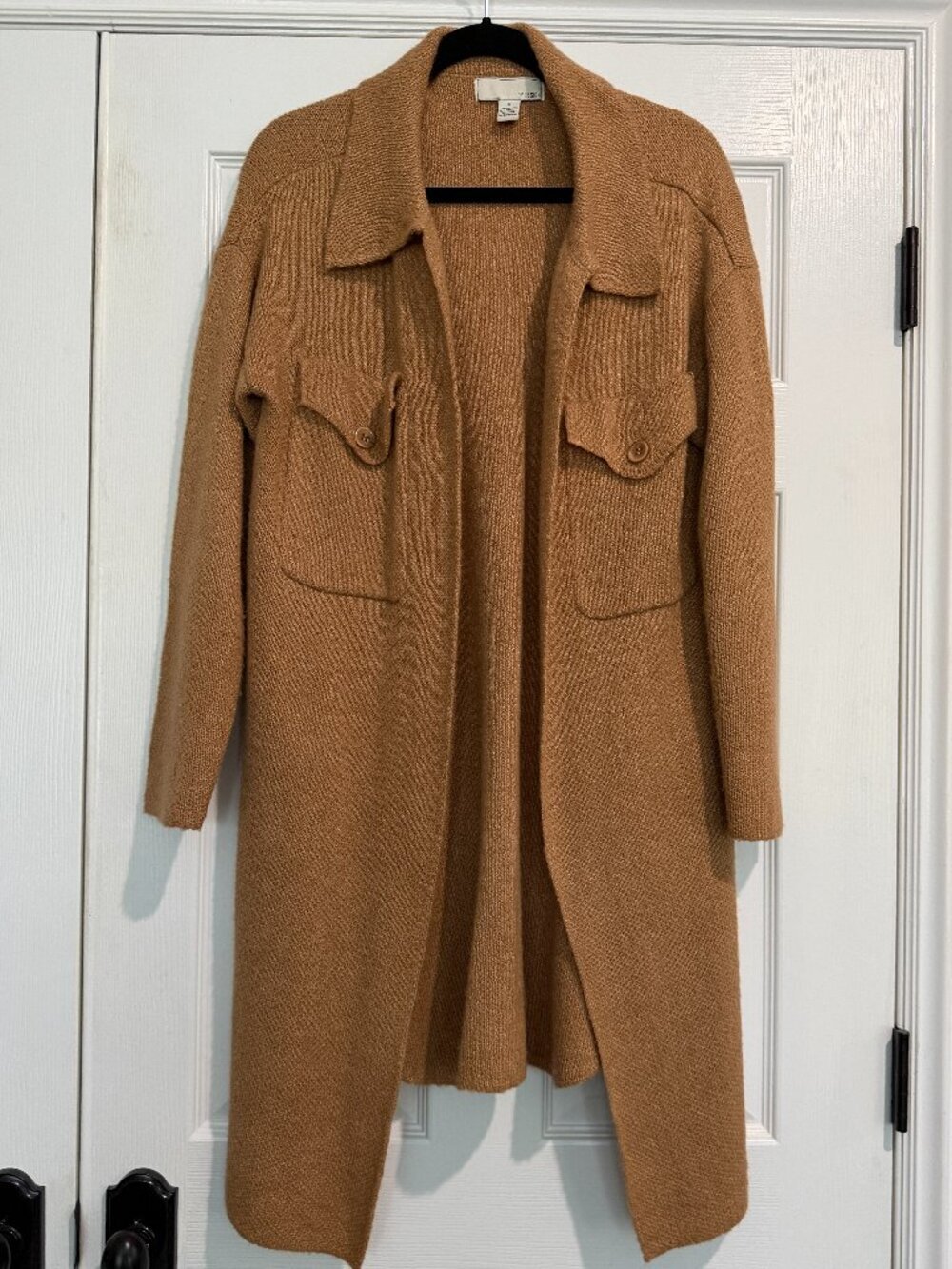 By Design Longline Open Cardigan Sweater Coat Camel Brown Size Medium